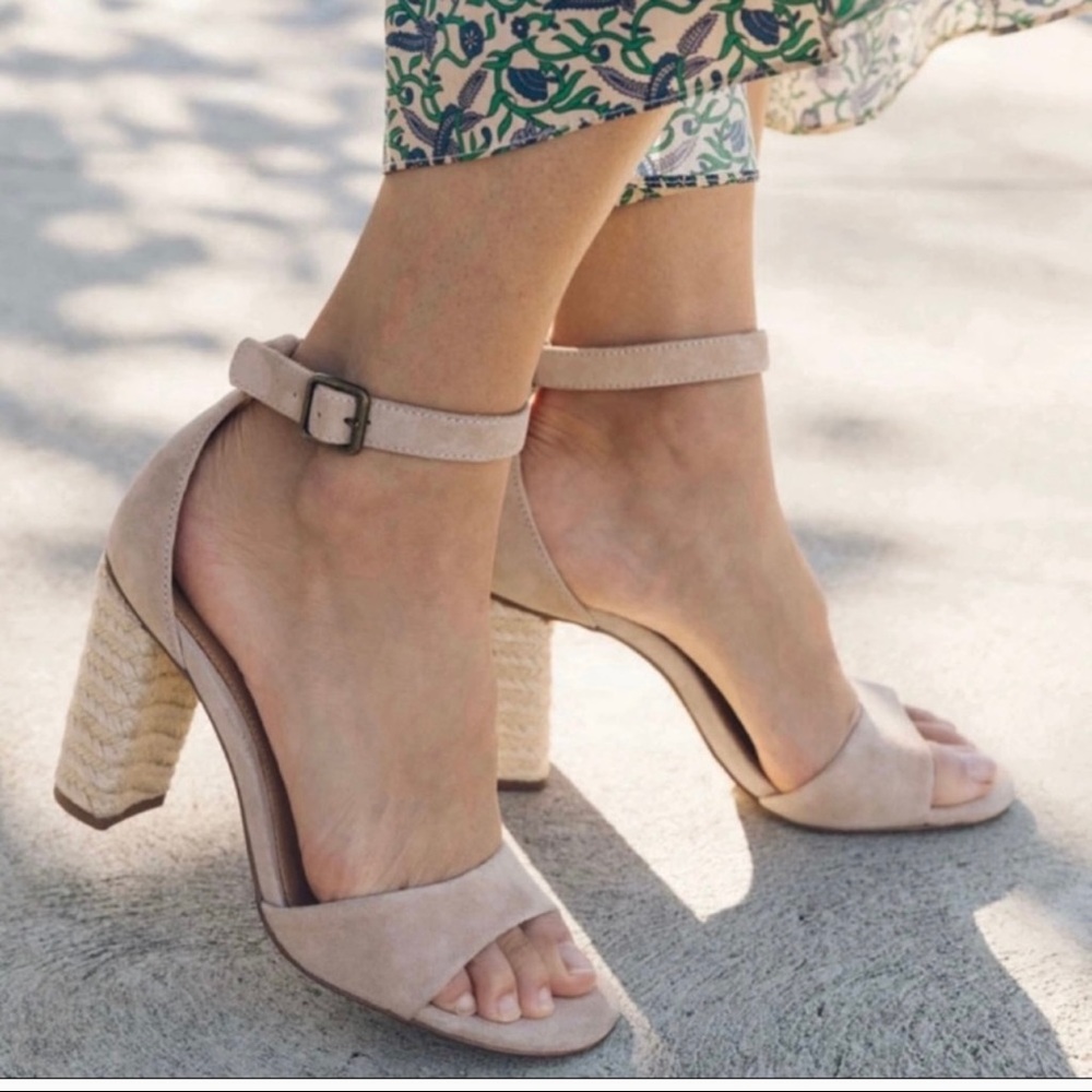 Elegant Cream Block Heel Sandals